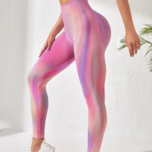 New Tie Dye Aurora Print Sports Pants Seamless